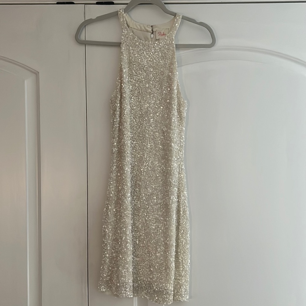 Parker white sequin dress